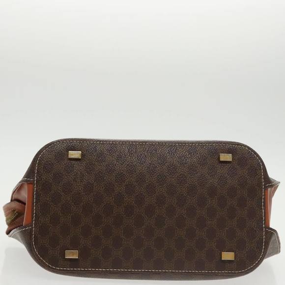 CELINE Macadam Canvas Hand Bag PVC Leather 2way Brown Gold Auth 102157 - Picture 5 of 16